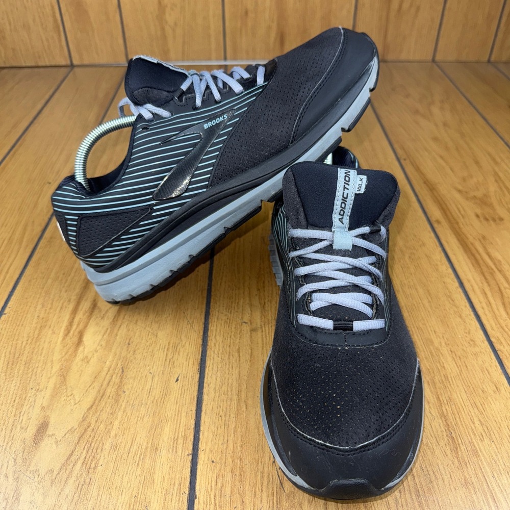 Brooks Addiction Walker Walking Shoes Mens 10.5 D Medium Width Sneakers Black